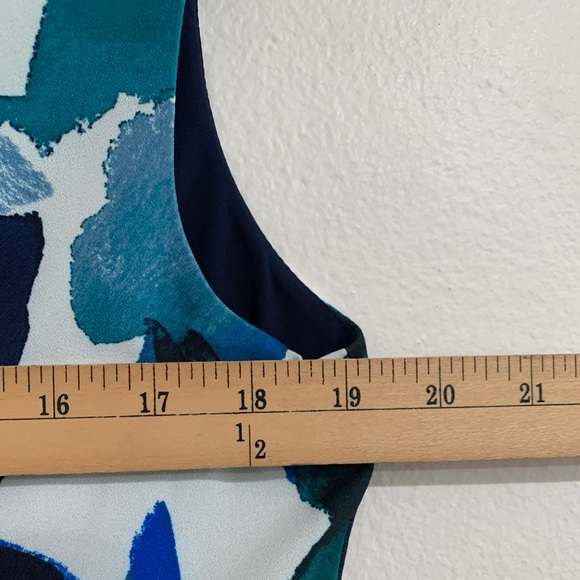 Vince Camuto Office Career Party Blue Green Watercolor Sleeveless Dress Plus 14 - Picture 8 of 9